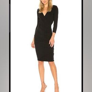 JAMES PERSE Black Skinny Faux Wrap Tuck Dress 1 XS/S